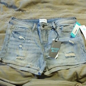 Studio Blue Women's Distressed Jean Shorts - Light Blue